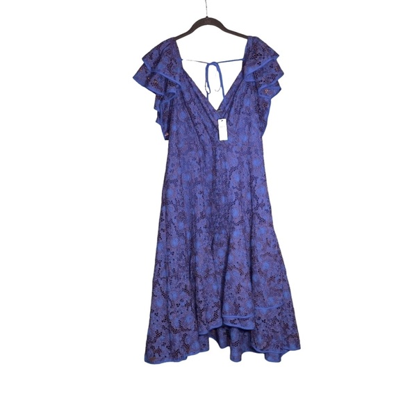 By Anthropologie Flutter-Sleeve Lace Dress Size 16 Blue Purple 4130944440003 NWT - Picture 3 of 6